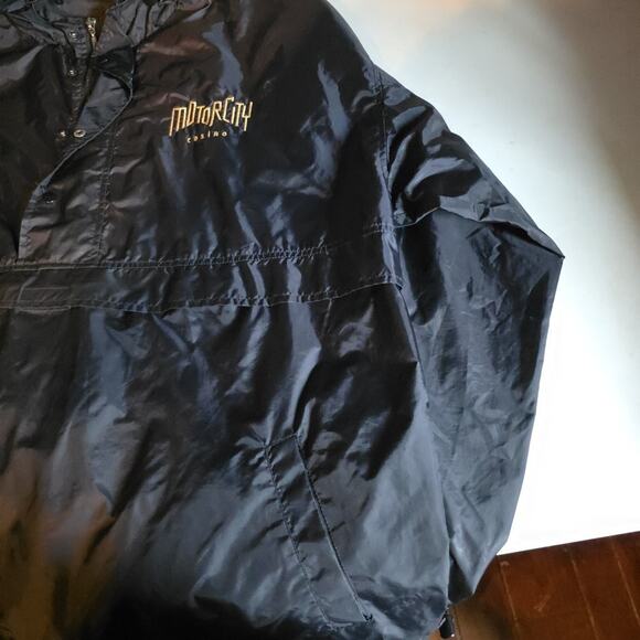 90s Y2K Motor City Casino Jacket Windbreaker Embroidered Rivers End 3XL Black - Picture 5 of 7